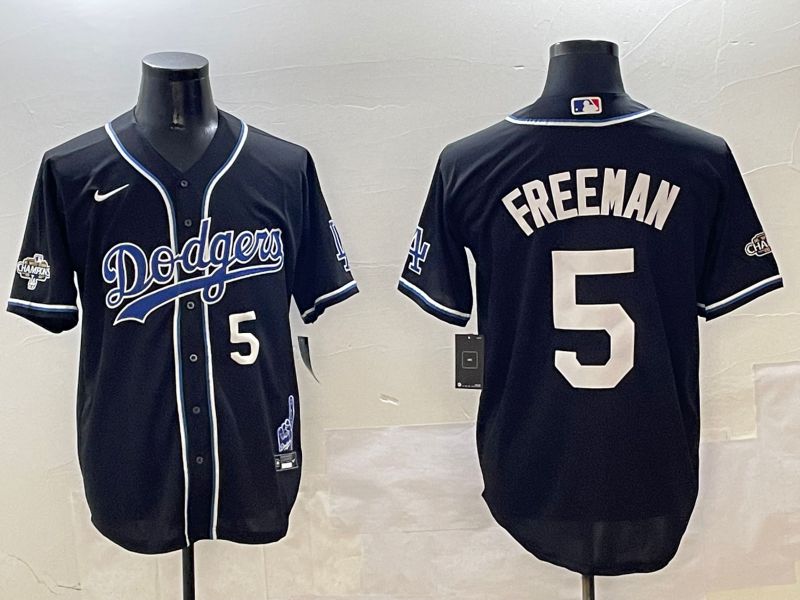Men Los Angeles Dodgers 5 Freeman Black Fashion Game 2025 Nike MLB Jersey style 3067